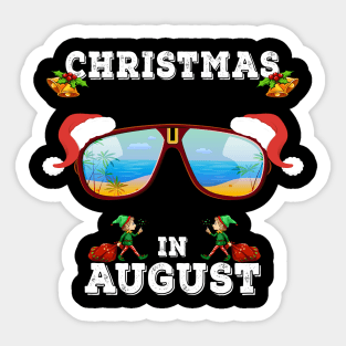 Christmas Sunglasses with Santa claus Hat in August T-Shirt Sticker